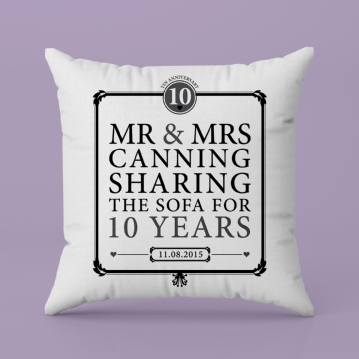 Personalised 10th Anniversary Sharing The Sofa Cushion