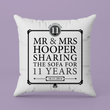 Personalised 11th Anniversary Sharing The Sofa Cushion