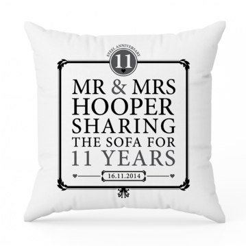 Personalised 11th Anniversary Sharing The Sofa Cushion