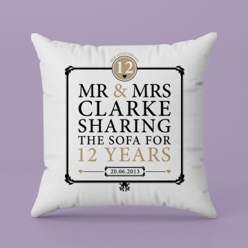 Personalised 12th Anniversary Sharing The Sofa Cushion