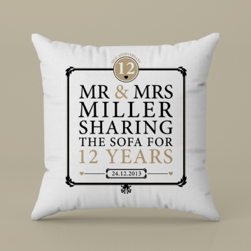 Personalised 12th Anniversary Sharing The Sofa Cushion