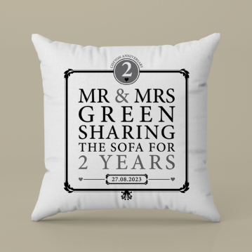 Personalised 2nd Anniv Sharing Sofa Cushion