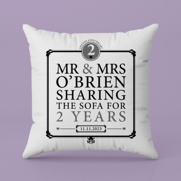 Personalised 2nd Anniv Sharing Sofa Cushion