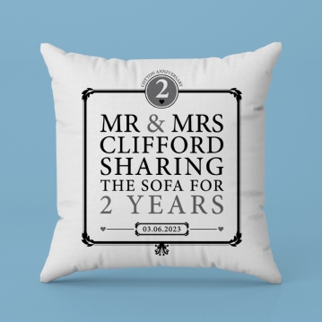 Personalised 2nd Anniv Sharing Sofa Cushion