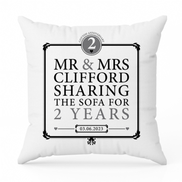 Personalised 2nd Anniv Sharing Sofa Cushion