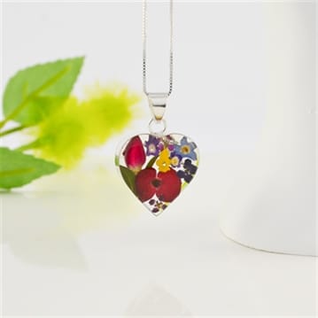 Mixed Flower Heart Pendant