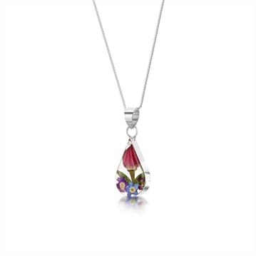 Real Flower Teardrop Pendant Necklace