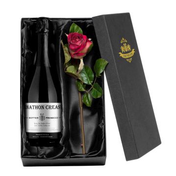 Personalised Prosecco Gift Box With Rose