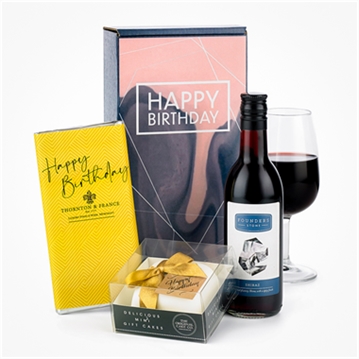 Happy Birthday Gift Box with Red Wine