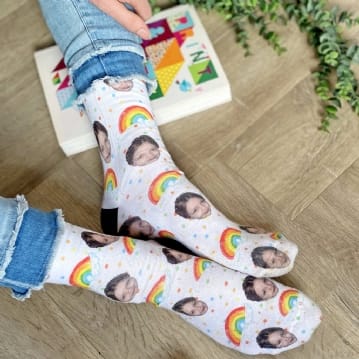 Personalised Rainbow Photo Socks