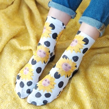 Personalised Sunflower Photo Socks