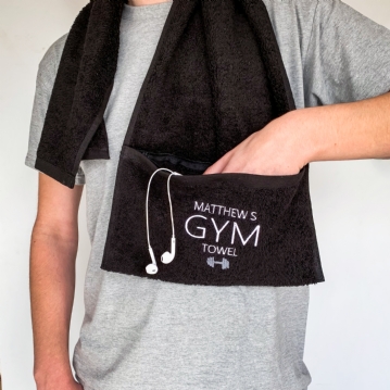 Personalised Gym Towel With Zip Pocket