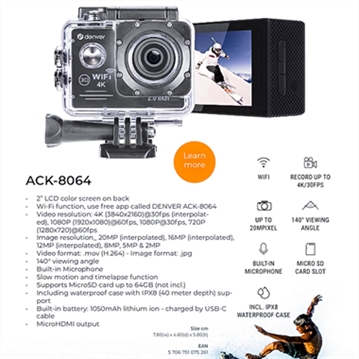4K Action Camera with WiFi Function