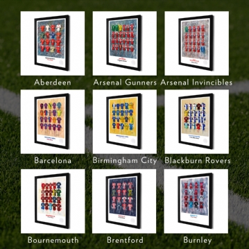 A3 Framed Football Shirt History Prints