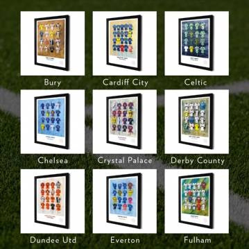 A3 Framed Football Shirt History Prints