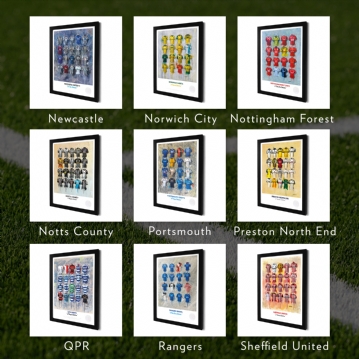 A3 Framed Football Shirt History Prints