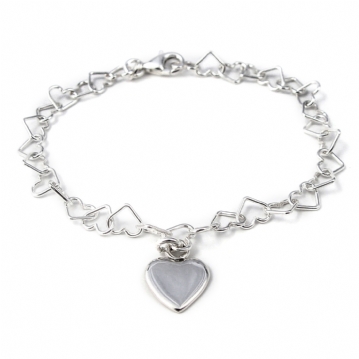 Heart Linked Bracelet with Charm