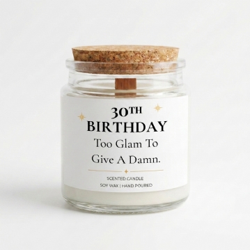Personalised Birthday Candle - "Too Glam to Give a Damn"