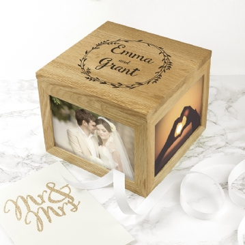 Couple's Personalised Photo Box With Wreath Design