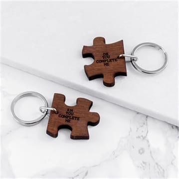 Personalised You Complete Me Couples Jigsaw Keyring