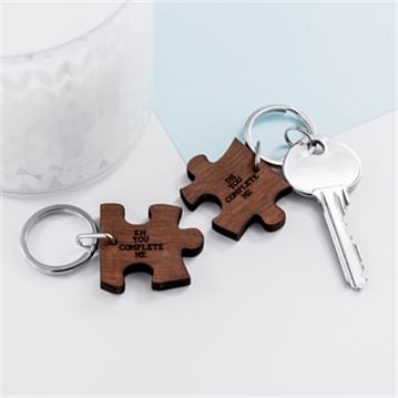 Personalised You Complete Me Couples Jigsaw Keyring