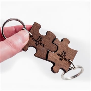 Personalised You Complete Me Couples Jigsaw Keyring
