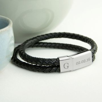 Personalised Men's Dual Leather Bracelet