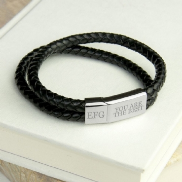 Personalised Men's Dual Leather Bracelet