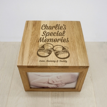 Personalised Baby Boy Keepsake Box Photo Cube