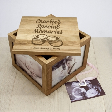 Personalised Baby Boy Keepsake Box Photo Cube
