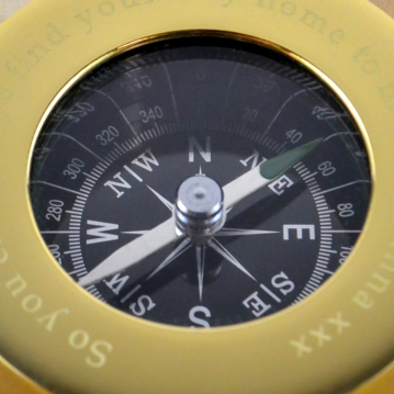 Personalised Brass Compass with Wooden Box