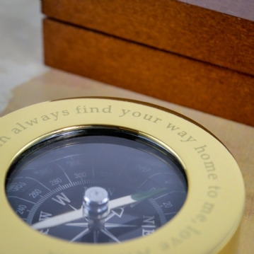 Personalised Brass Compass with Wooden Box
