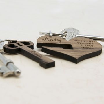 Personalised Key to My Heart Keyring Set