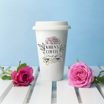 Personalised Hands Off Travel Mug