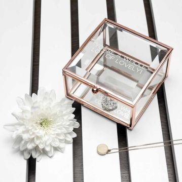 Personalised Rose Gold Glass Trinket Box