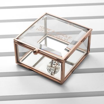 Personalised Rose Gold Glass Trinket Box