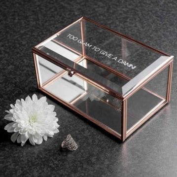 Personalised Rose Gold Glass Jewellery Box