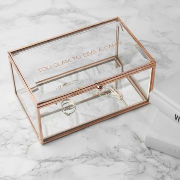 Personalised Rose Gold Glass Jewellery Box
