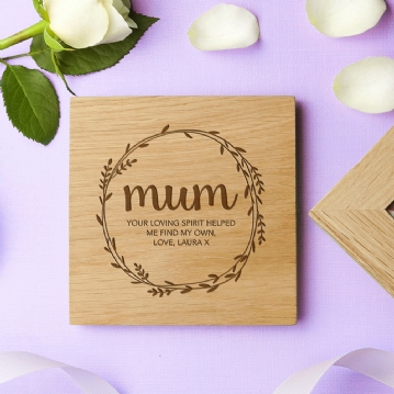 Personalised Oak Photo Cube For Mum
