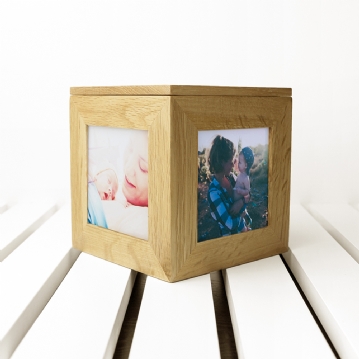 Personalised Oak Photo Cube For Mum