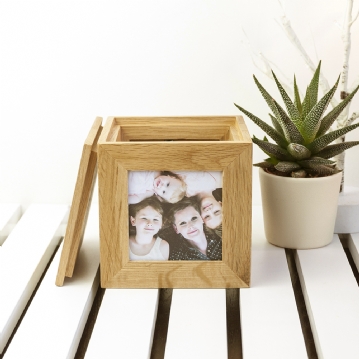 Personalised Oak Photo Cube For Mum