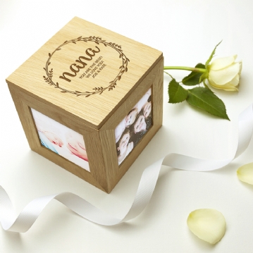 Personalised Oak Photo Cube For Mum