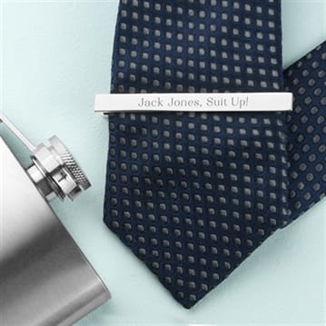 Rhodium Plated Personalised Tie Clip