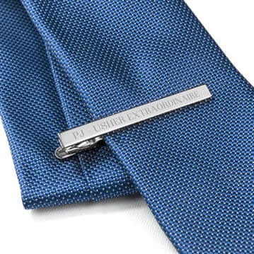 Rhodium Plated Personalised Tie Clip
