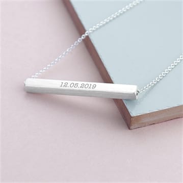 Sterling silver horizontal cheap bar necklace personalized