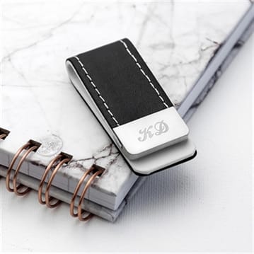 Personalised Black Leather Money Clips