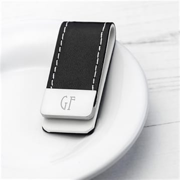 Personalised Black Leather Money Clips