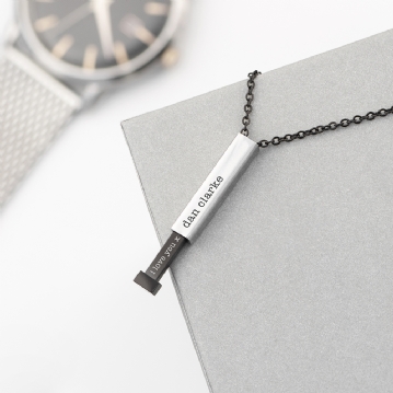 Personalised Men's Black & Silver Hidden Message Chain Necklace