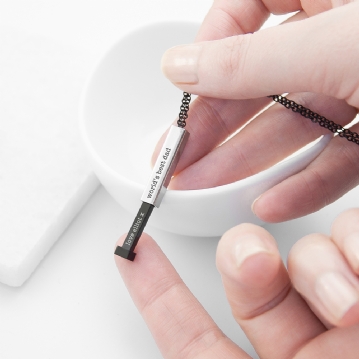 Personalised Men's Black & Silver Hidden Message Chain Necklace