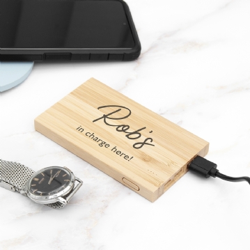 Personalised Bamboo Wireless Powerbank